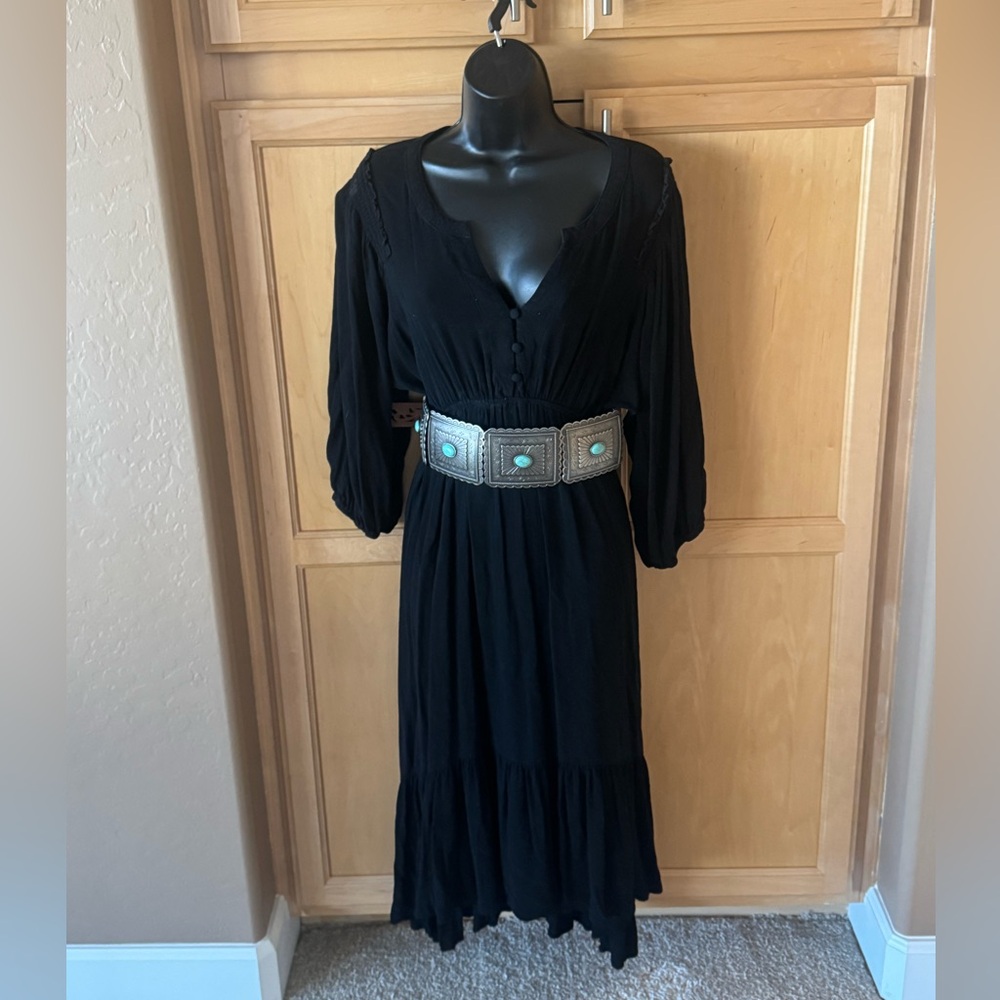 Umgee Black Plunge Neck Dress